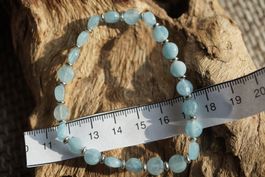 Aquamarin    6.6mm   Armband mit  925 Silberteilen