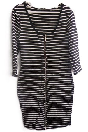 Gr. 34 Ringelkleid s.Masse schwarz weiss Coton 5% Elasthan