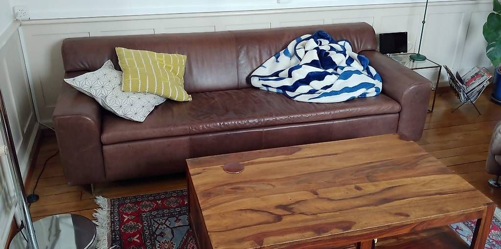 Sofas: Ledersofa braun – D'occasion à Zürich par Gzus