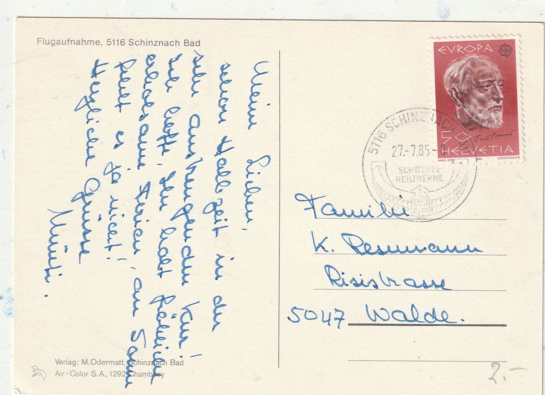 Cartoline postali: Schinznach Bad – Usato da Lumbrein venduto da made02 1