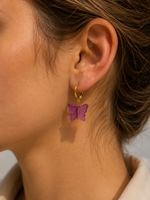 Ohrringe Edelstahl Schmetterling Lila vergoldet Neu