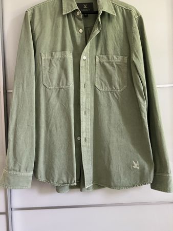 Vintage-Style Olive Green Cotton Shirt, Size M, Casual😎