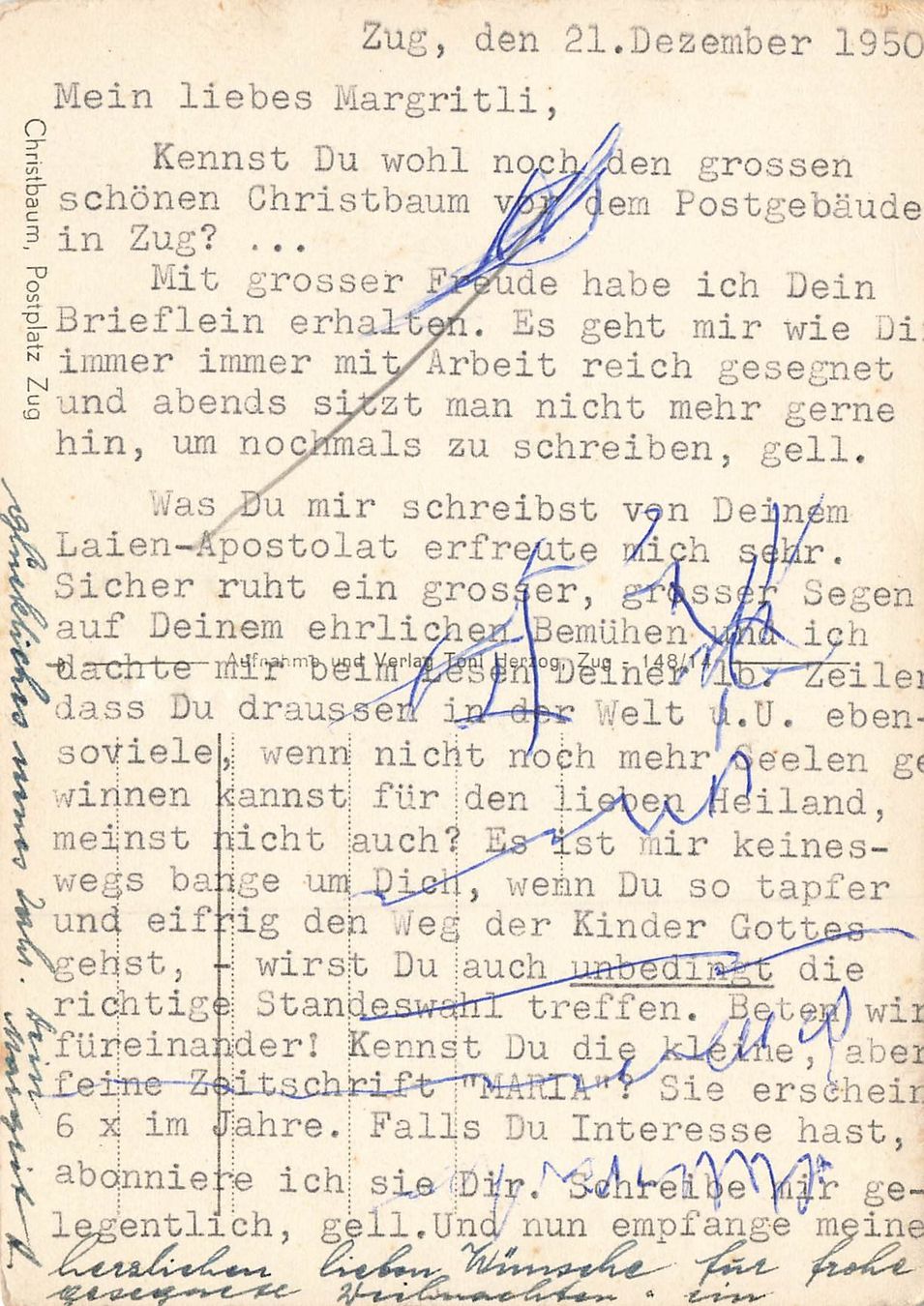 Ansichtskarten: Zug - Weihnachten – Gebraucht aus Schwyz von Seffi56 1