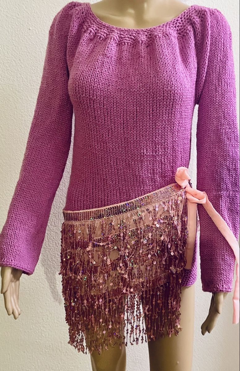 Maglioni & Felpe: Lila Pullover mit Pailletten Fransen-Gürtel , neu! – Nuovo e nell'imballaggio originale da Au ZH venduto da Jaggy4 1