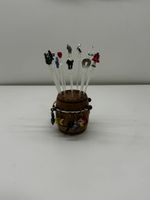 Vintage Cocktail-Piekser Set mit Holzfass, Top Zustand! (56)