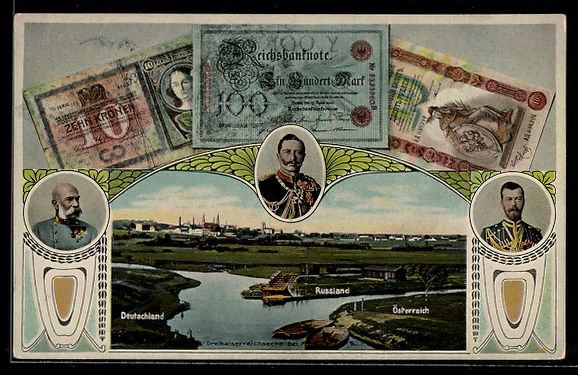 Cartoline postali: Myslowitz, Dreikaiserreichsecke: Zar Nik – Usato da Berlin venduto da bartko-reher