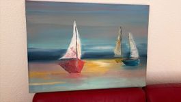 Segelboot Gemälde, handgemalt, Leinwandbild, Sommerdeko