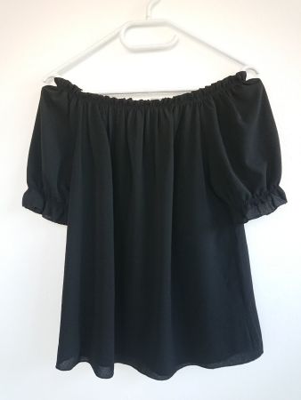 Damen Carmen Bluse Shirt Zebra Gr. XS/S Schwarz