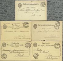 5 Postkarten, gebraucht, verschiedene Orte