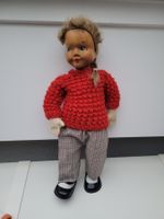 Vintage Stoffpuppe mit Holzkopf