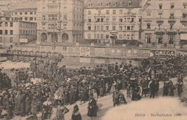 Zürich Sechseläuten 1910 stark belebt