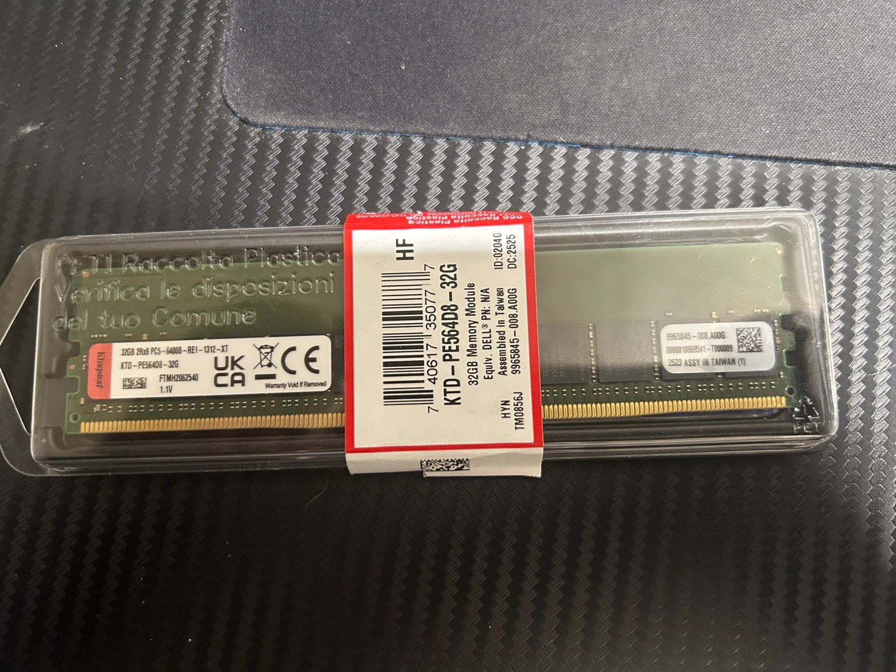 Kingston Memoria / RAM: Kingston Memory DDR5 32GB 6400MT/s CL52 ECC Reg DIMM – Nuovo (secondo la descrizione) da Fischbach LU venduto da Pws0 1
