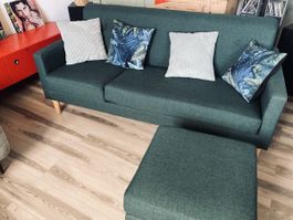 Canapé 3 places vert sapin style scandinave