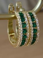 Luxus Elegante Creolen Ohrschmuck Ohrstecker Farbe:Gold/Grün