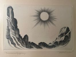 Karl Bickel „Sonnenaufgang“ Radierung