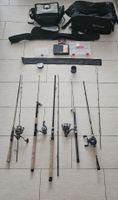 Grosses Angelset: 5 Ruten inkl. Rollen, Rapala & Taschen 
