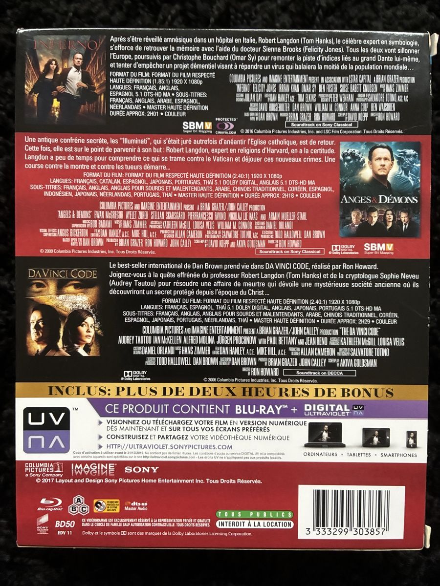 Tutti i DVDs: Coffret Blu-ray 3 films Robert Langdon – Usato da Neyruz FR venduto da Shcc17 1