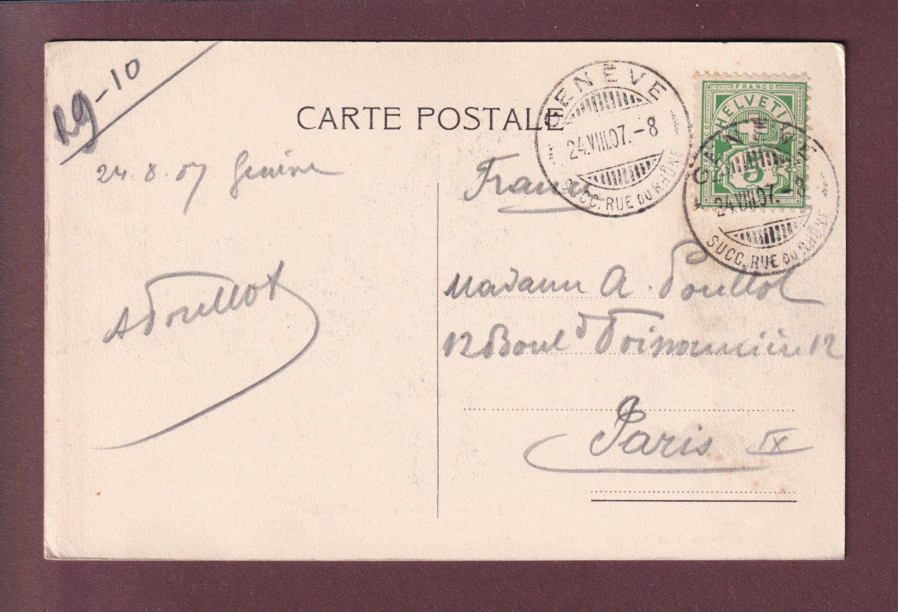 Cartoline postali: GENEVE - Le Théâtre - 1907 – Usato da Pully venduto da nicecards 1