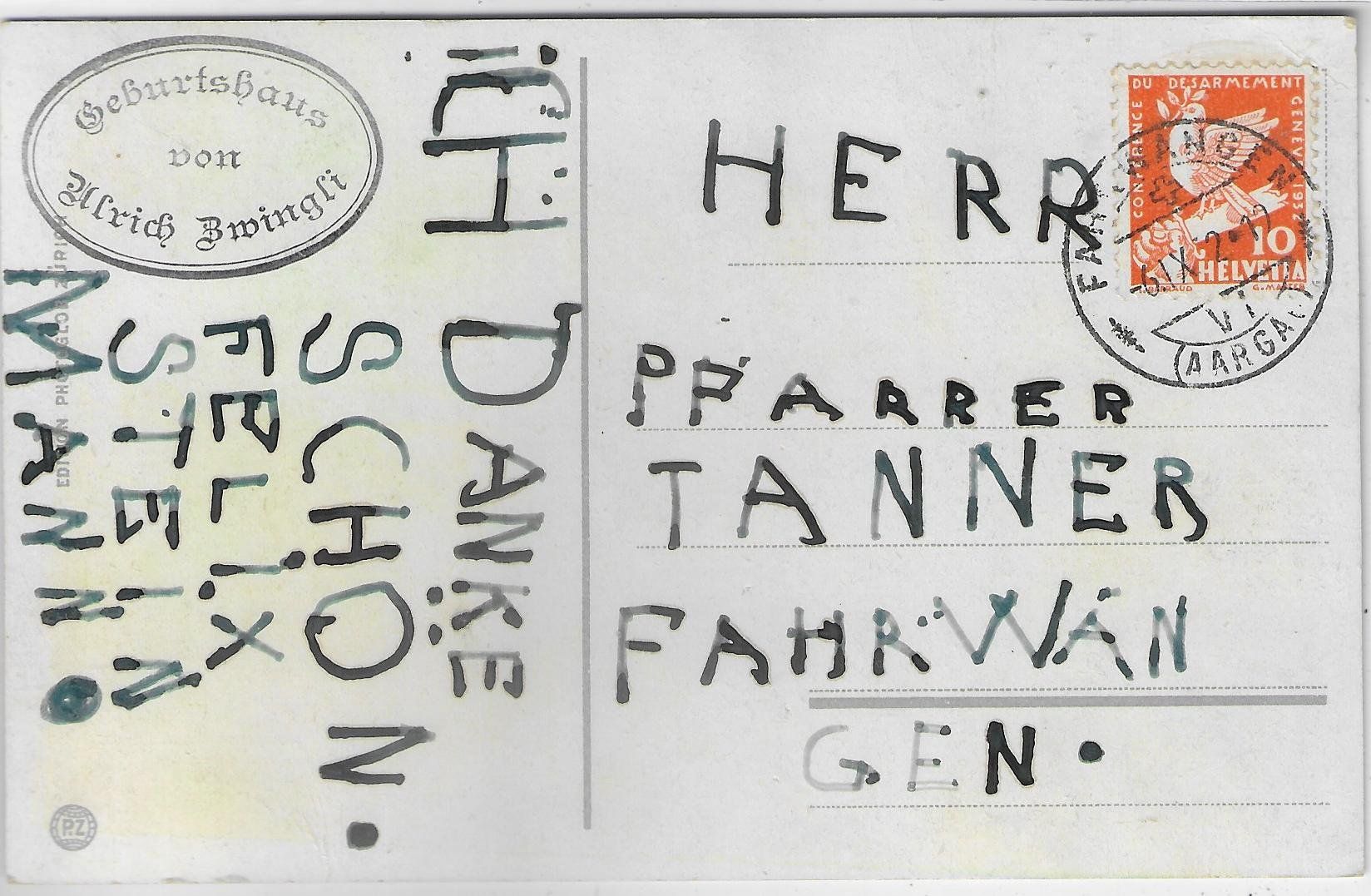Cartoline postali: Wildhaus - Zwinglihaus mit Schafberg - Litho – Usato da Ettingen venduto da Kartenplanet 1