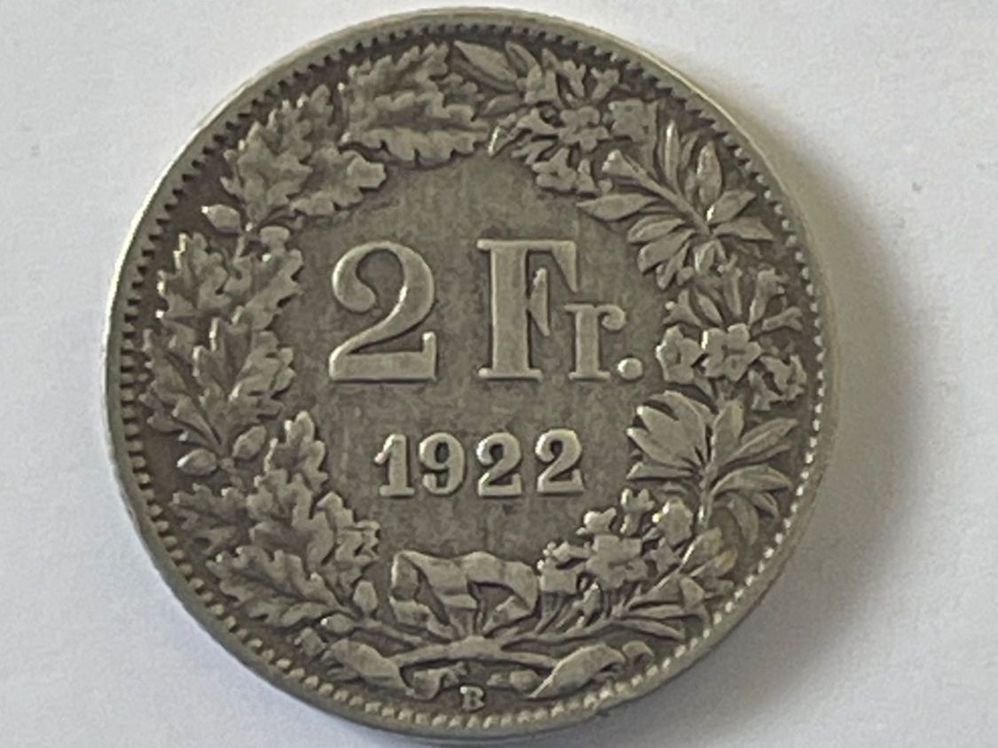 Tutti le monete: 2 Fr 1922 – Difettoso da Erlach venduto da rsci