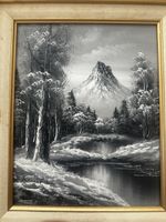Mexikanisches Ölgemälde Winterlandschaft signiert