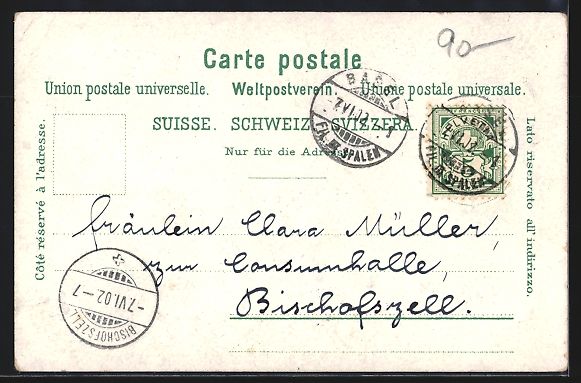 Ansichtskarten: Litho Basel, Marktplatz und Rathaus – Gebraucht aus Berlin von bartko-reher 1