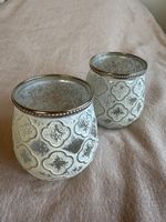 2er Set Deko Gläser Kerzenhalter Vintage Shabby Chic Sommer