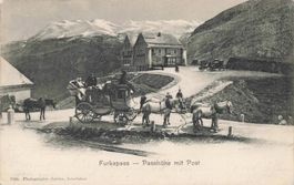Furkapass VS diligenza post animata Sorgfalt Postkutsche