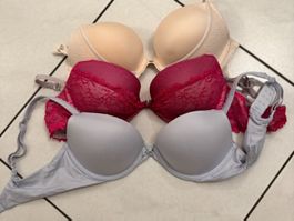 WIE NEU: Victoria Secret PUSH UP BH 3er Set - 34C (75C)