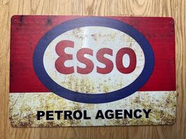 Blechschild Retro rusty Esso Petrol Agency