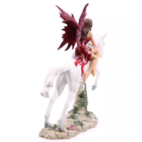 Statuette: Märchenfee auf springendem Einhorn - rot – Nuovo e nell'imballaggio originale da Menzingen venduto da fairy123 2