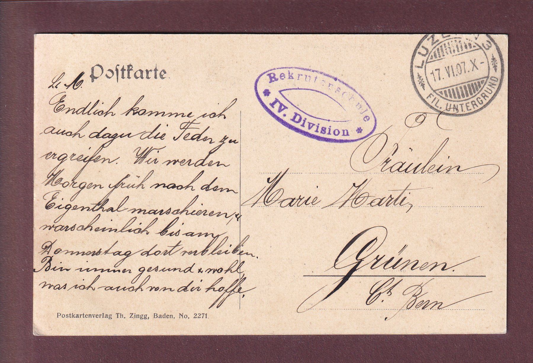 Ansichtskarten: Gruss aus LUZERN - 1907 Feldpost – Gebraucht aus Pully von nicecards 1