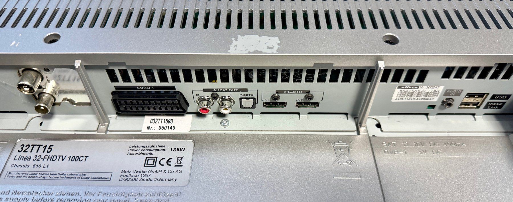 Televisori: Metz-TV in Silber, der Robuste "Line" 32"/80cm – Usato da Kirchberg BE venduto da RadioGerber 3