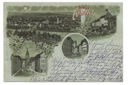 Gruss aus Aarau (AG) Mondschein-Litho - 4 Bilder - 1900
