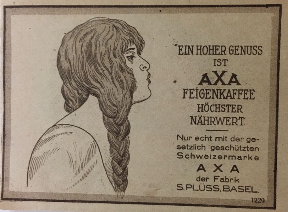 Vintage Reklame, AXA Feigenkaffee, Basel, 1920 (Gebraucht) in ...