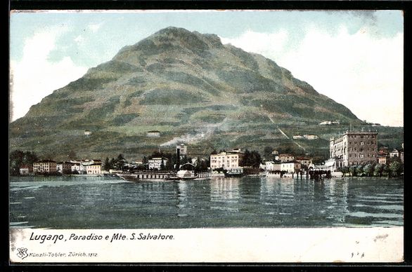 Cartes postales: Lugano-Paradiso, Dampfer vor dem Ort mit – D'occasion à Berlin par bartko-reher