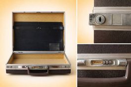 Vintage hartschalen aktentasche braun ueber dreissig jahre