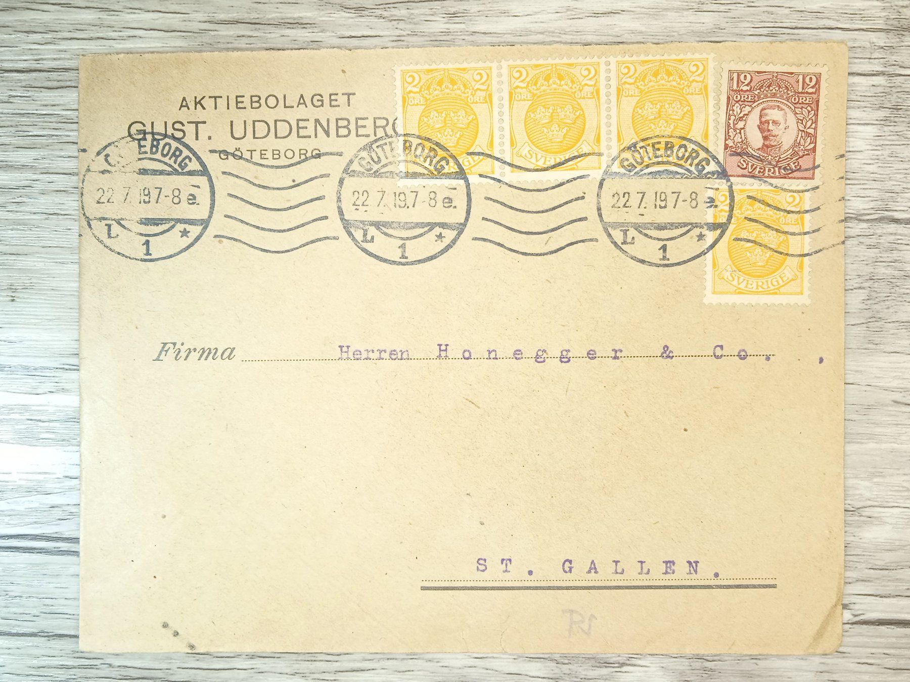 Tutti i francobolli: TR63 Enveloppe + Timbre Suede 1919 – Usato da Cousset venduto da Patrick_Collections