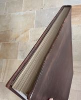 🟢 Grand album vintage relié cuir brun 42 cm