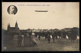 München, Graf Zeppelin bei seiner Fernf