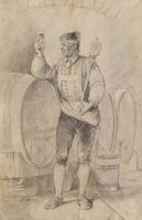 JOHANN MATTHIAS RANFTL – "Die Weinprobe", Zeichnung von 1834