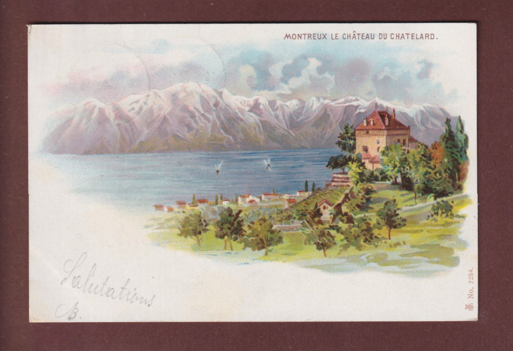 Cartoline postali: MONTREUX - Château du Châtelard - 1900 – Usato da Pully venduto da nicecards