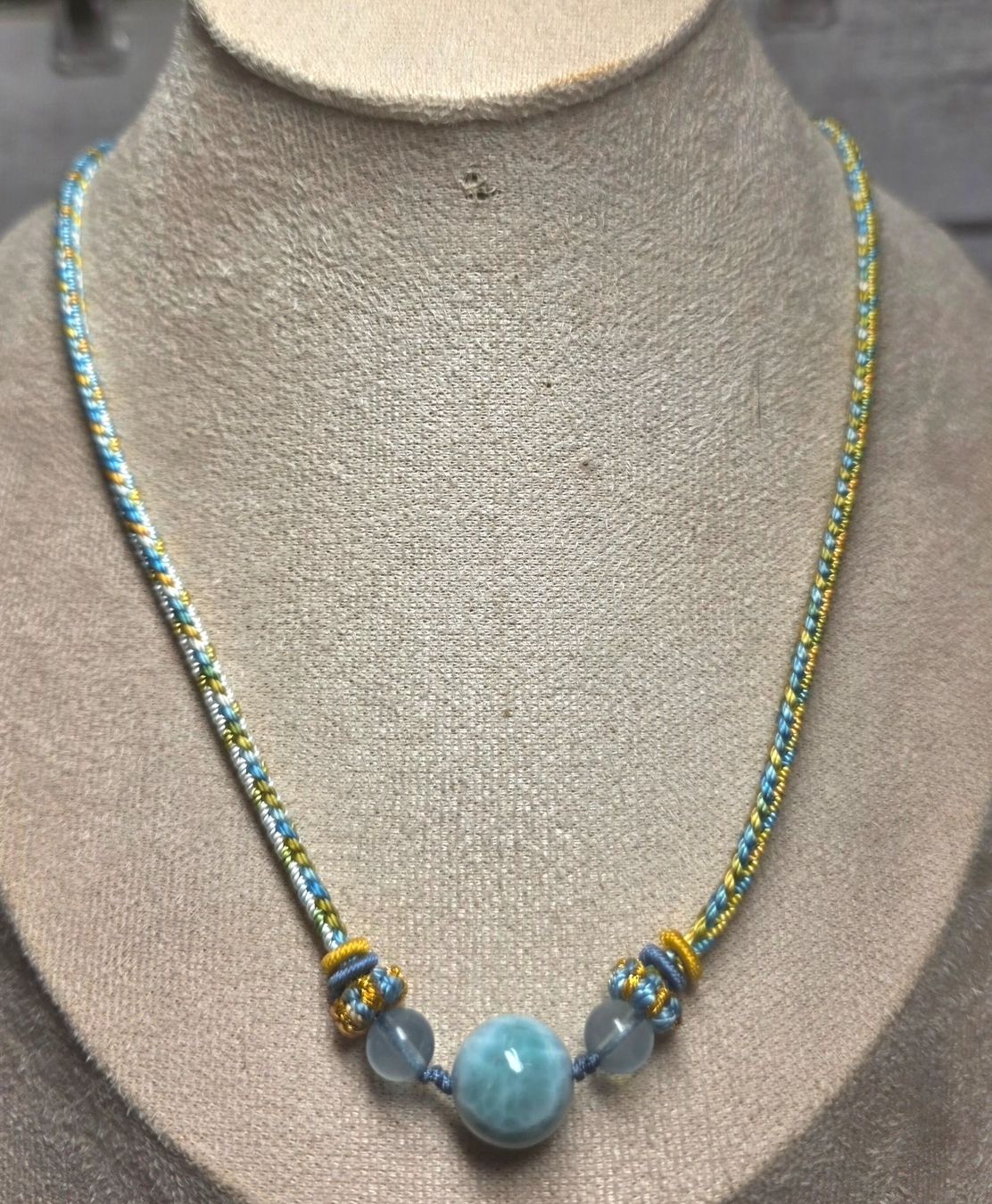 Minerali & Pietre curative: Larimar/Aquamarin Kordelkette – Nuovo e nell'imballaggio originale da Matzingen venduto da Shay_Crystalz