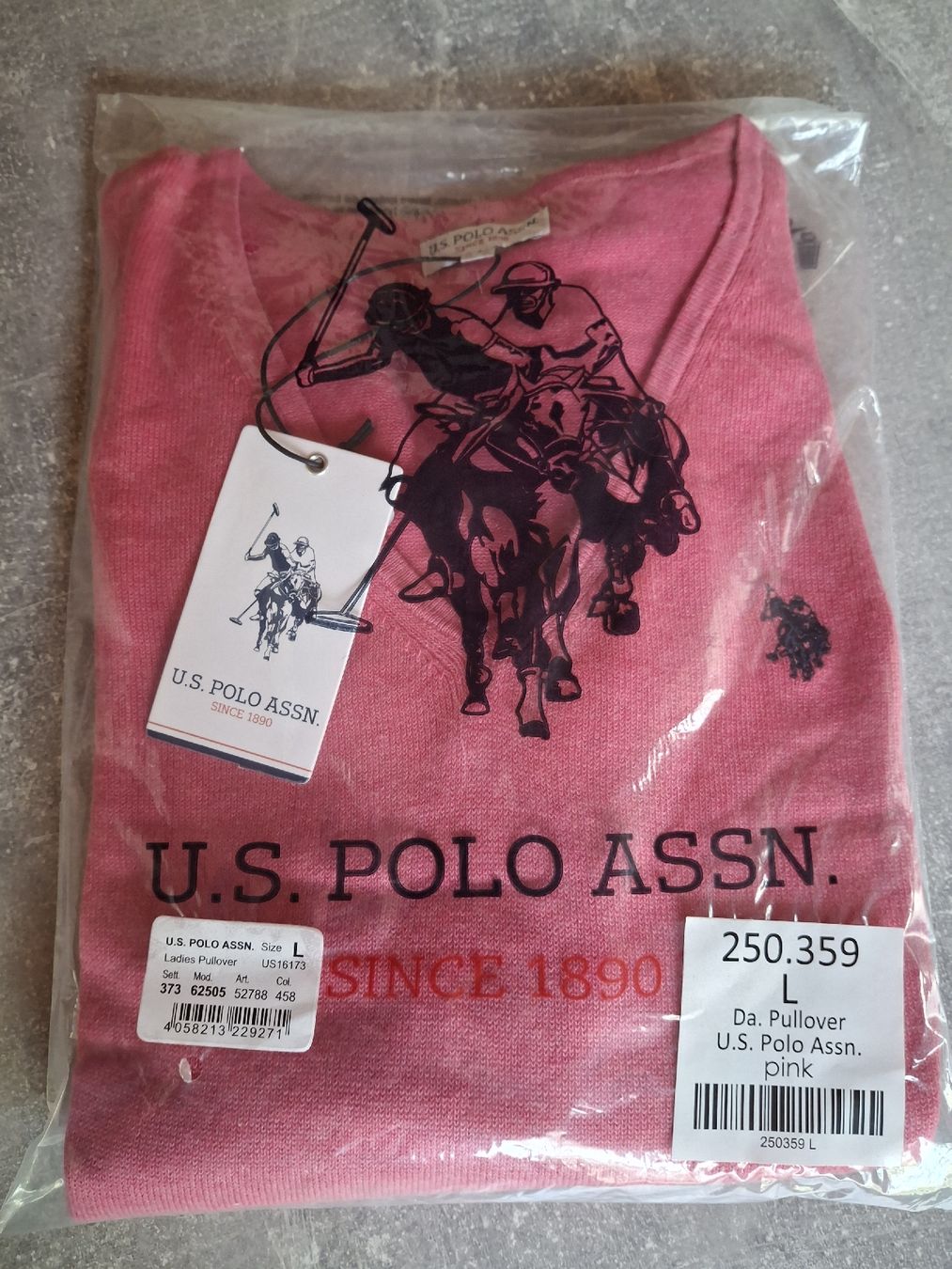 US Polo Maglioni & Felpe: Pull en tricot marque U.S. Polo Assn. rose taille L coton – Nuovo e nell'imballaggio originale da Villiers venduto da san_jn5w 7