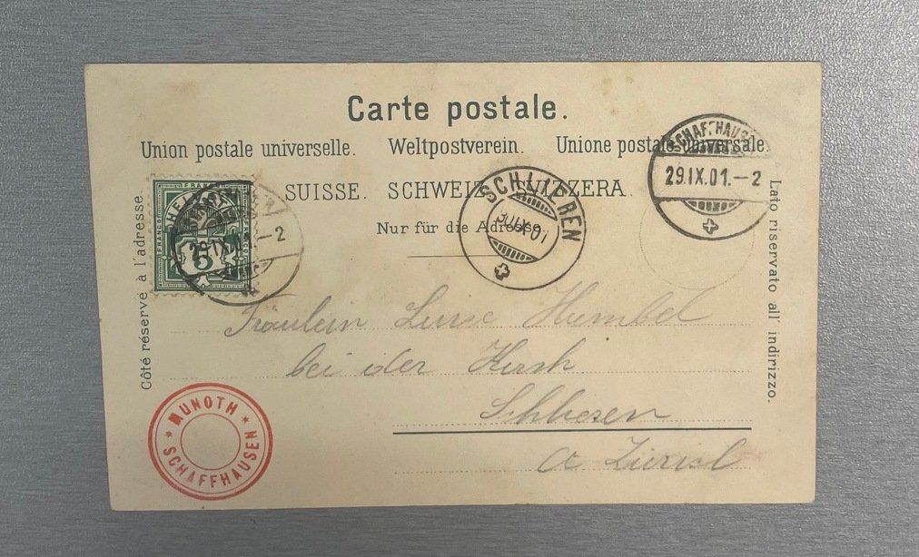 Ansichtskarten: Litho Postkarte Gruss vom Munot; 2x Stempel Munoth Schaffh. – Gebraucht aus Sirnach von Melisangi 1