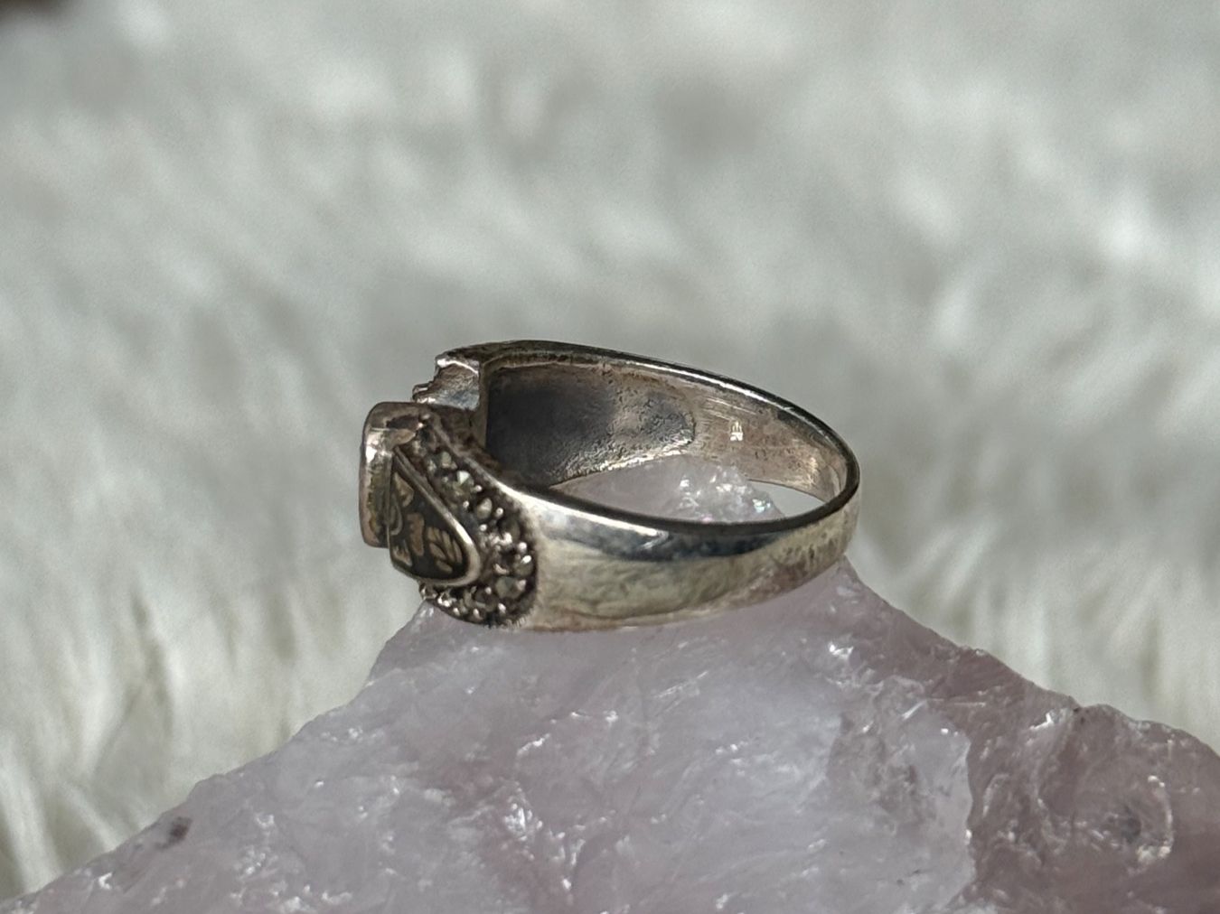 Anelli: Vintage Silberring 925 mit lila Stein – Usato da Istighofen venduto da Ringparadies 1