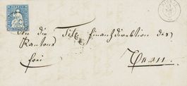 1861: 10 Rp. dunkelblau, Strubel 23B4 auf Brief nach Bern