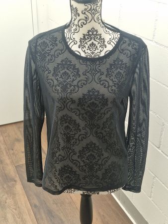 Langarmshirt schwarz transparent Gr M hinten offen - wie neu