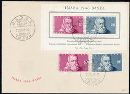IMABA Block 1948 + Ausschnitte auf Sonderbrief, selten