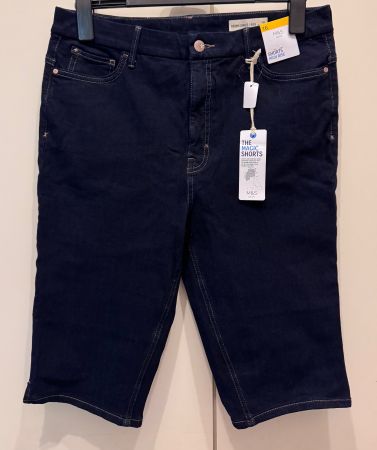 Bermuda short jeans denim femme M&S, bleu indigo, taille 44